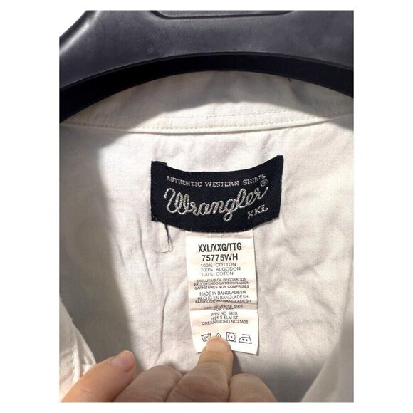 Authentic Western Shirt Wrangler Pearl Snap Button Embroidered White Shirt‎ XXL - Picture 3 of 4